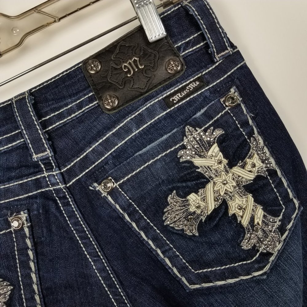 Miss Me Straight Leg Dark Wash Jeans 29x32 - Picture 3 of 6